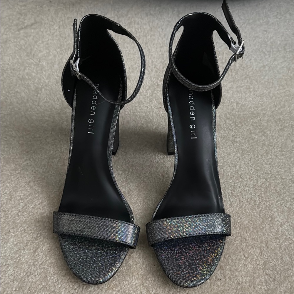 NWOT Madden Girl Beella Black Glitter Heels - 8.5